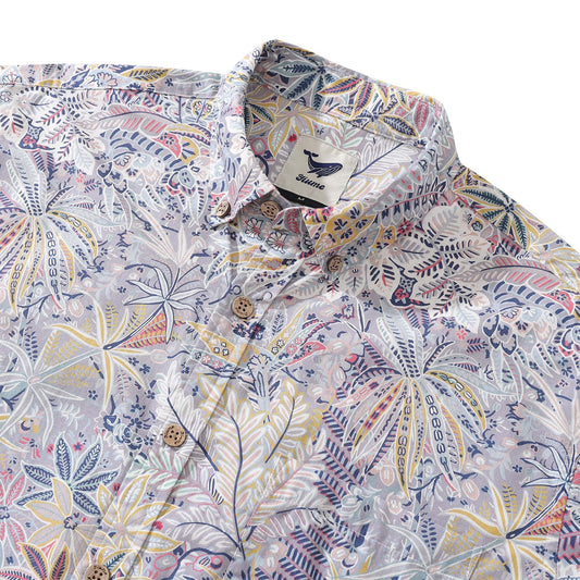 Tropical palm tree print men's long sleeve Hawaiian shirt