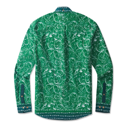 Hawaiian Sunset Baroque Symphony Shirt 100% Cotton Men's Aloha Hawaiian Long Sleeve Button-down Shirt By Yakima