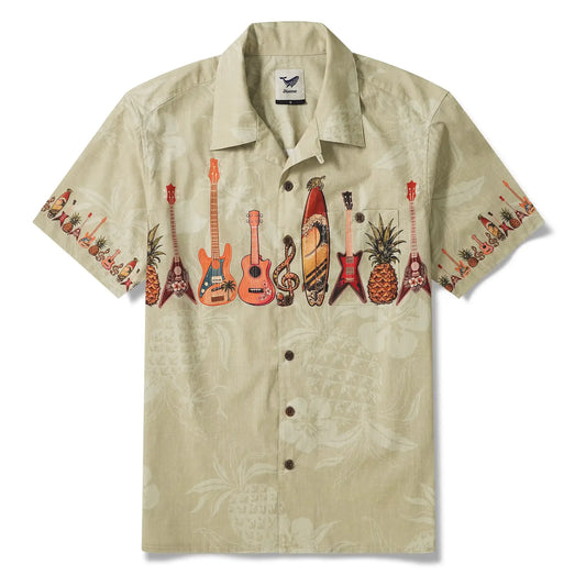 Men's Hawaiian Shirt with turtle and ukulele design