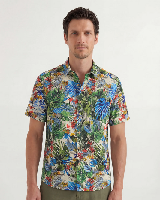 LeosWare Men's Hawaiian Shirt, vibrant tropical print