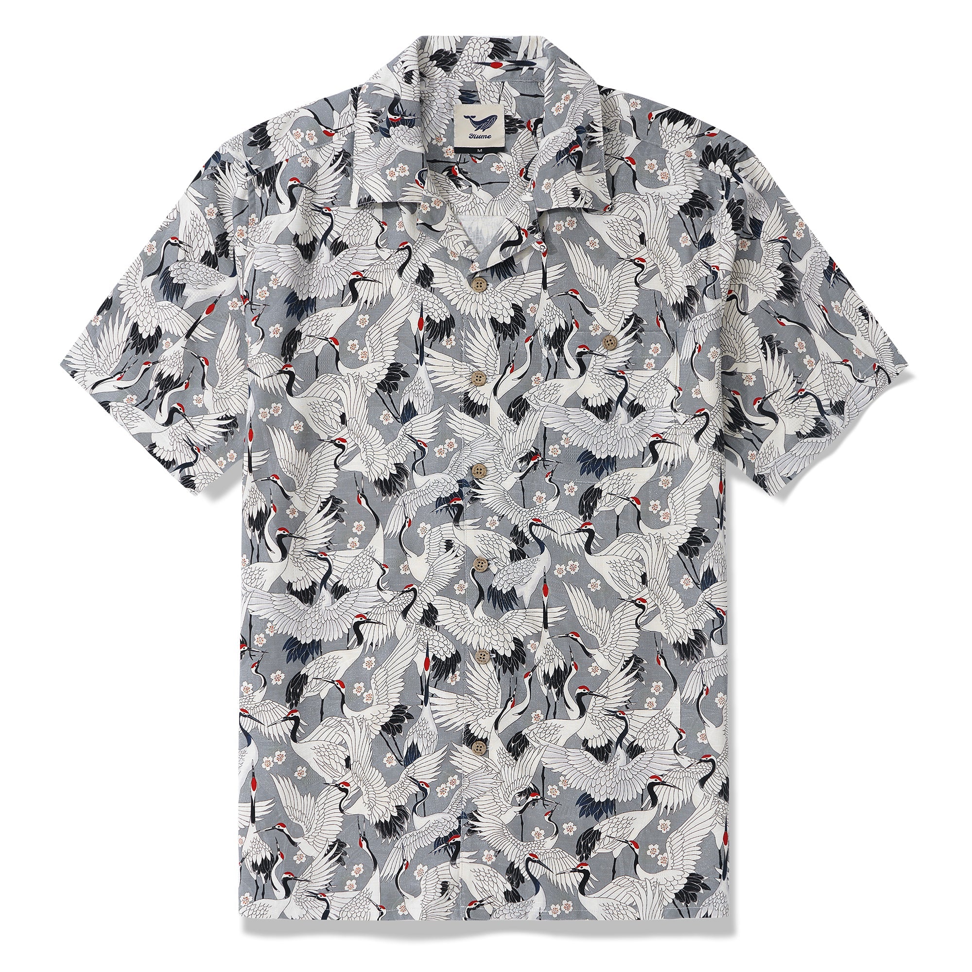 Men's Hawaiian Shirt Short Sleeve Camp Collar 100% Silk Gray Aloha