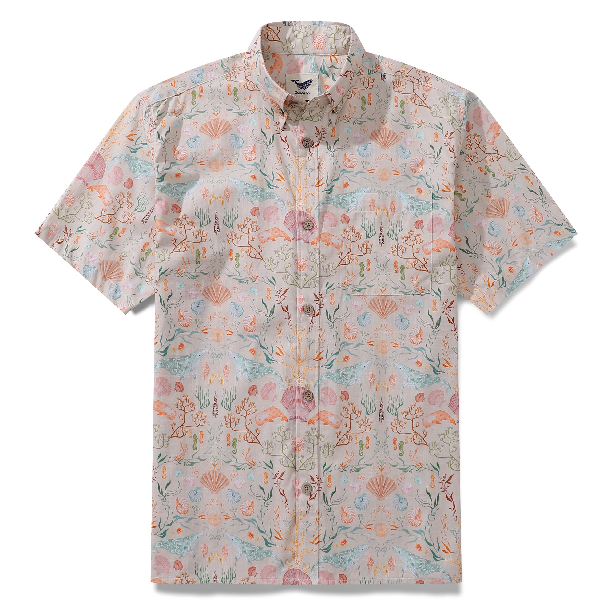 Men's Hawaiian Shirt Ocean Dream By Samantha O' Malley Cotton Button-down Short Sleeve Aloha Shirt