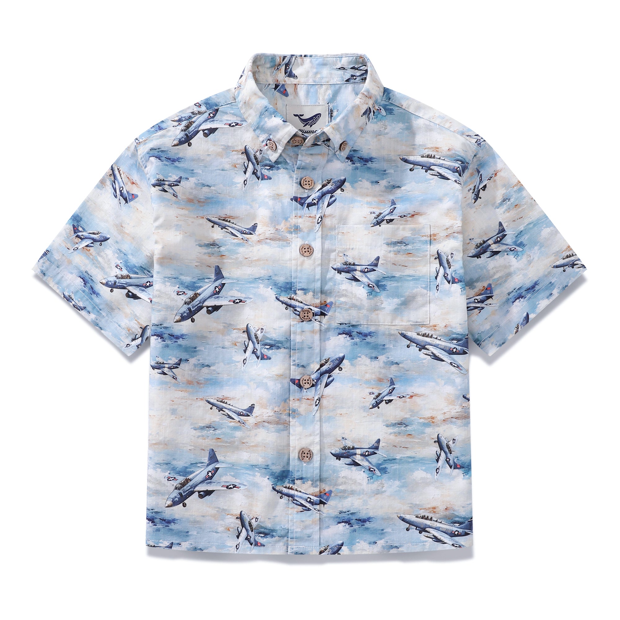 Children's Hawaiian Shirt Sky's the Limit Print Cotton Button-down Short Sleeve