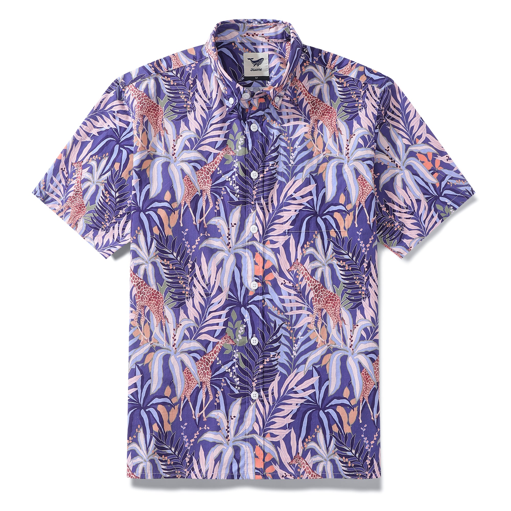 1930s Vinatge Hawaiian Shirt For Men Cotton Button-down Short Sleeve Giraffes Aloha Shirt