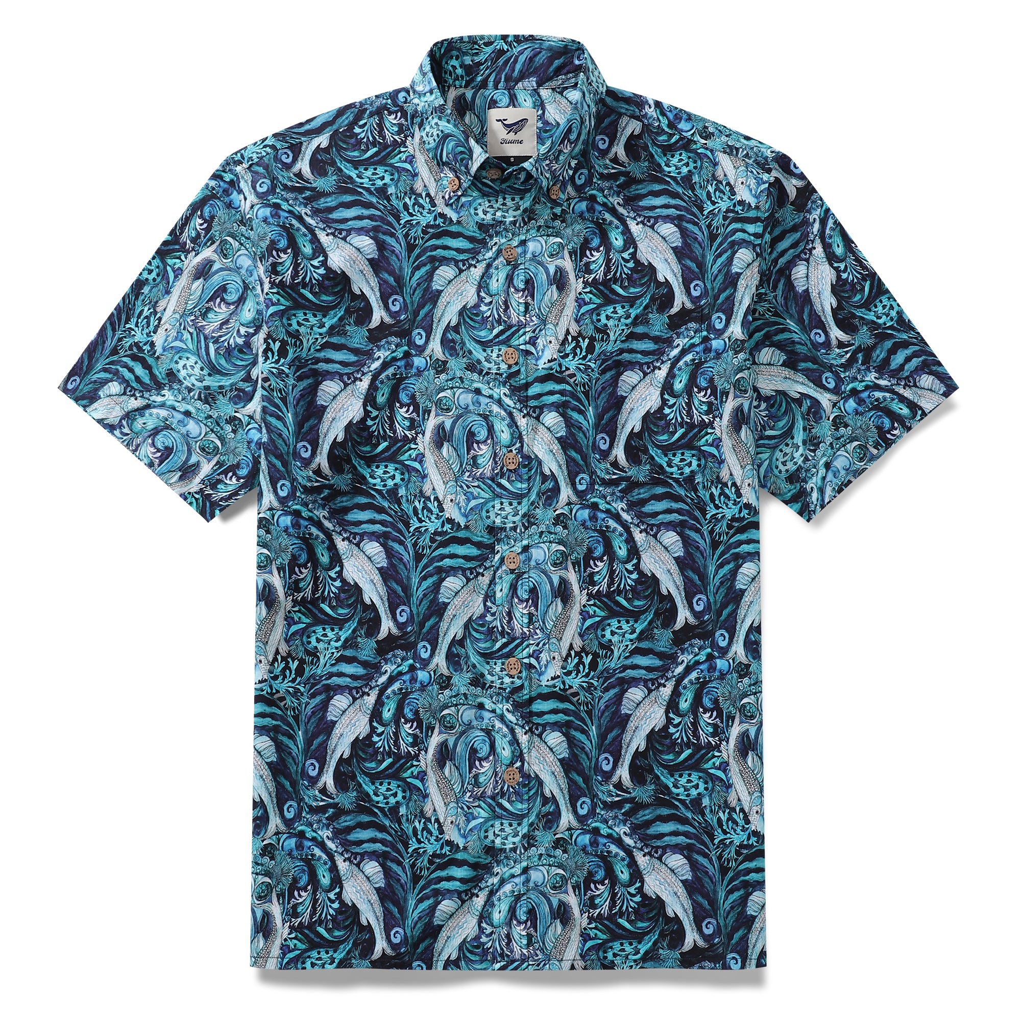 Men's Hawaiian Shirt Island Aloha Shirt Cotton Button-down Short Sleeve Shirt
