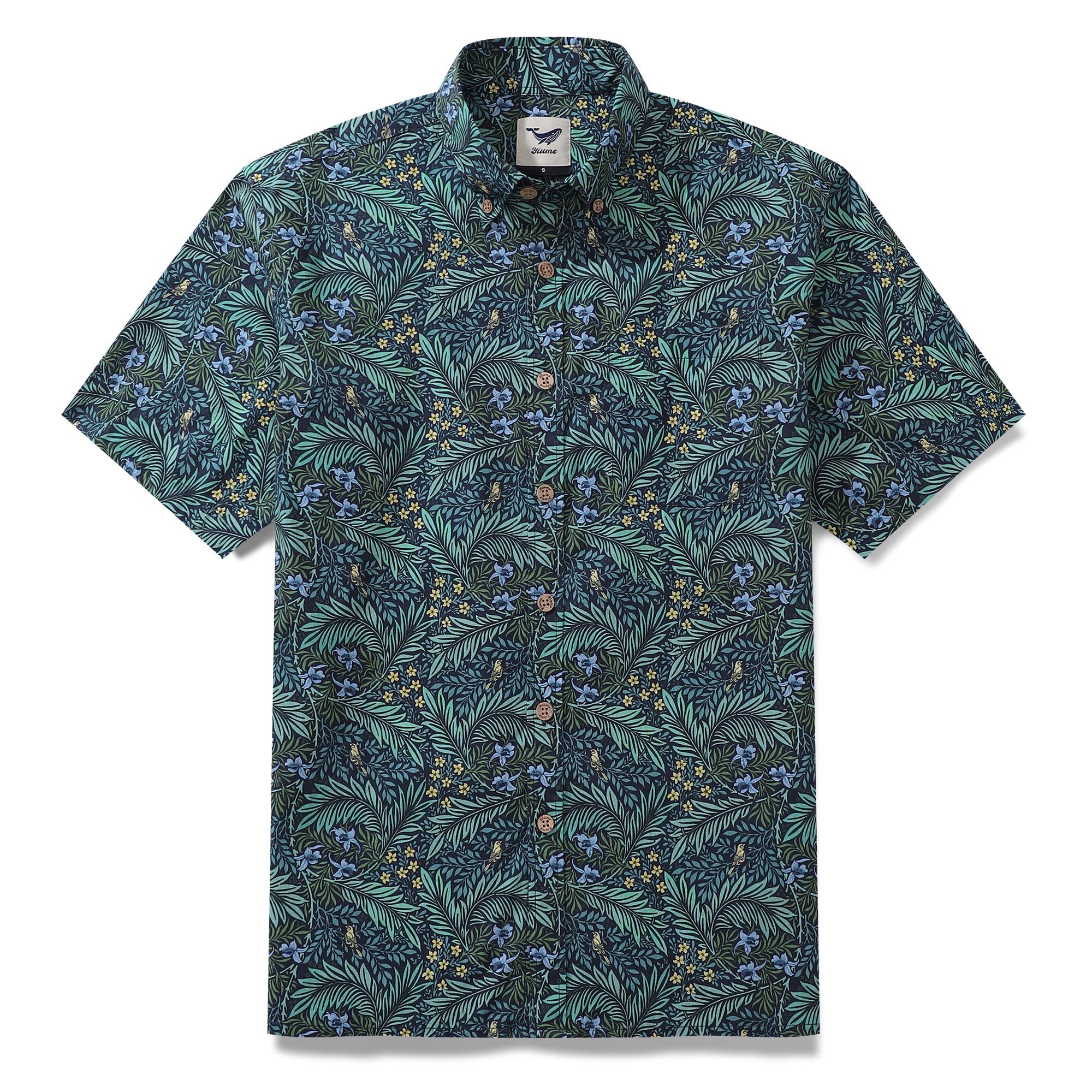 1950s Vintage Hawaiian Shirt For Men Foreat Mist Cotton Button-down Short Sleeve Tropical Aloha Shirt