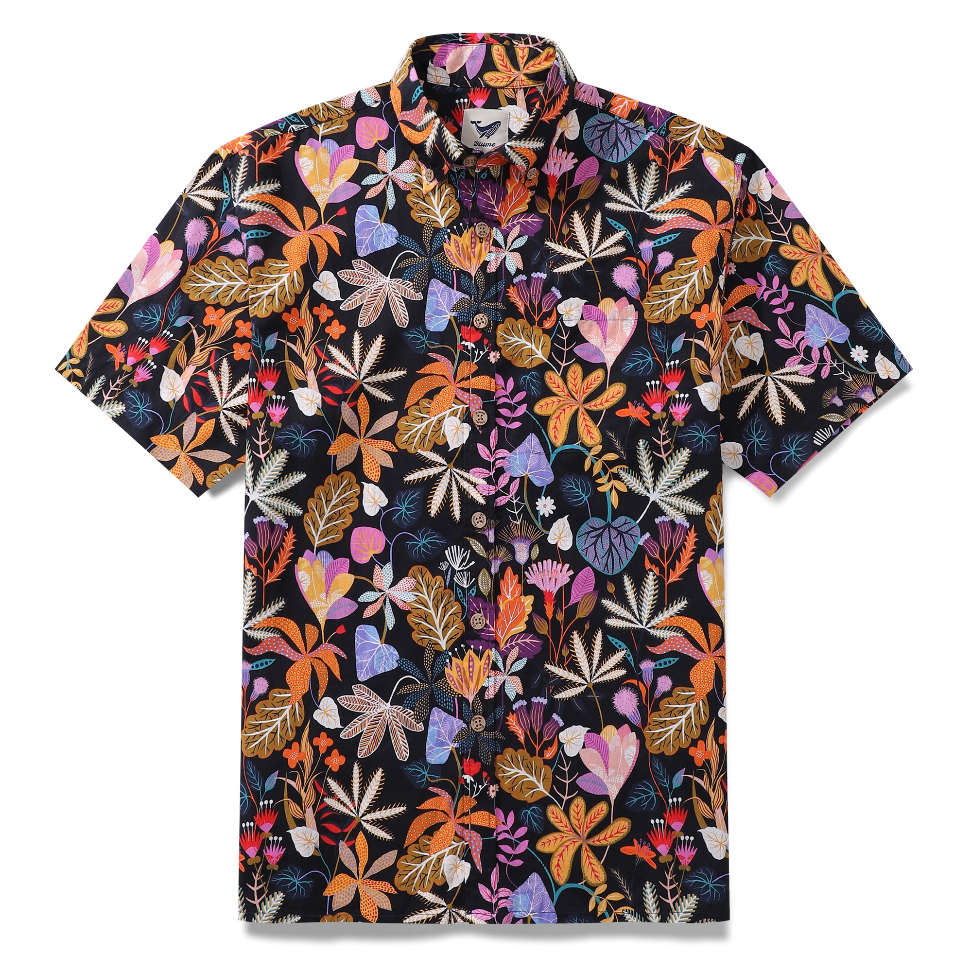 1950s Floral Hawaiian Shirt For Men Gardenia Cotton Button-down Short Sleeve Print Shirt