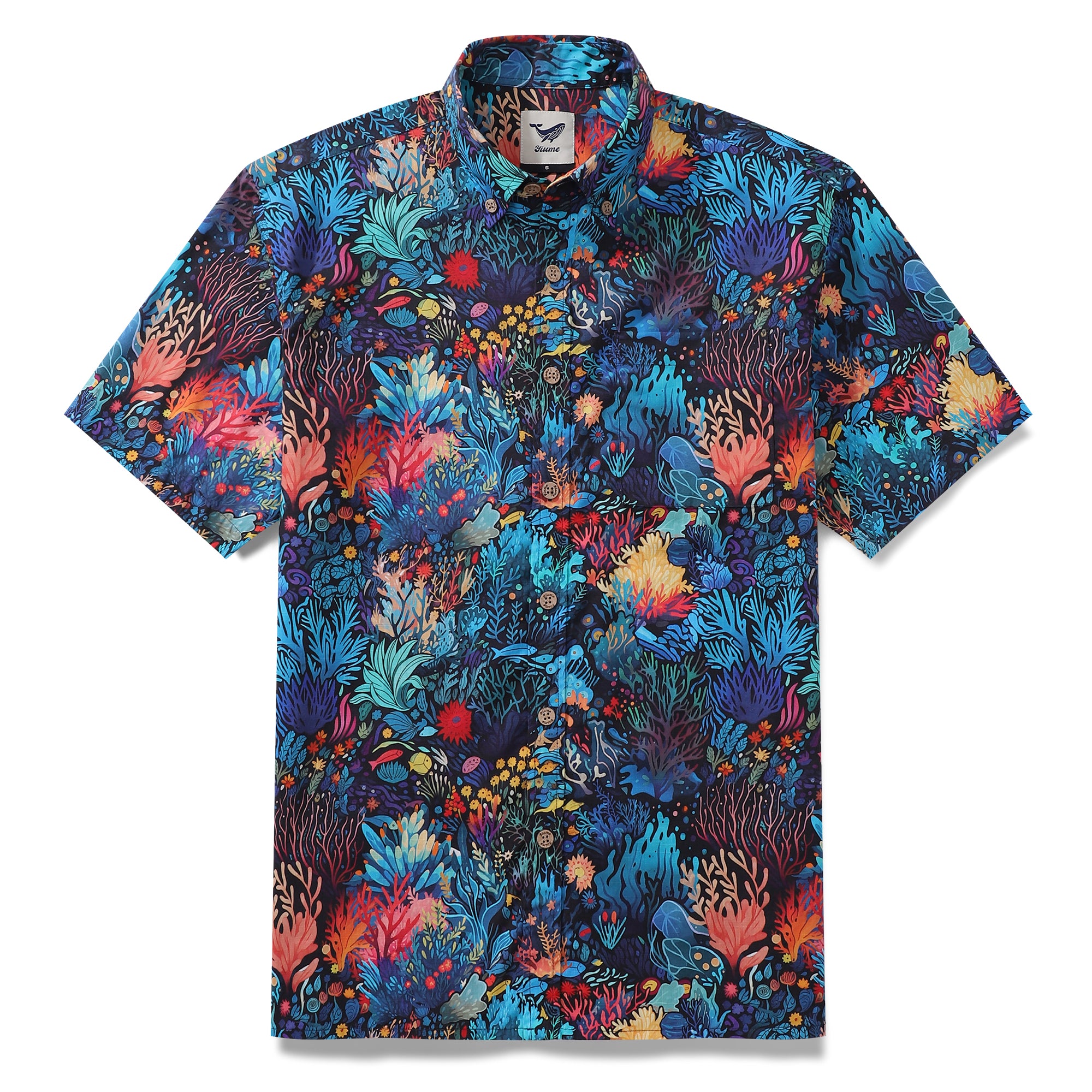 Best Hawaiian Shirt For Men Marine Plants Button-down Short Sleeve 100% Cotton Shirt