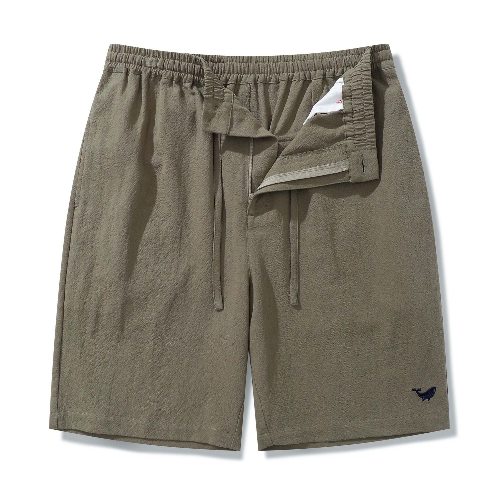 Mens Linen Shorts Mid-Rise Straight Bermuda 8-10 Inch Shorts - ARMY GREEN Version 3.0