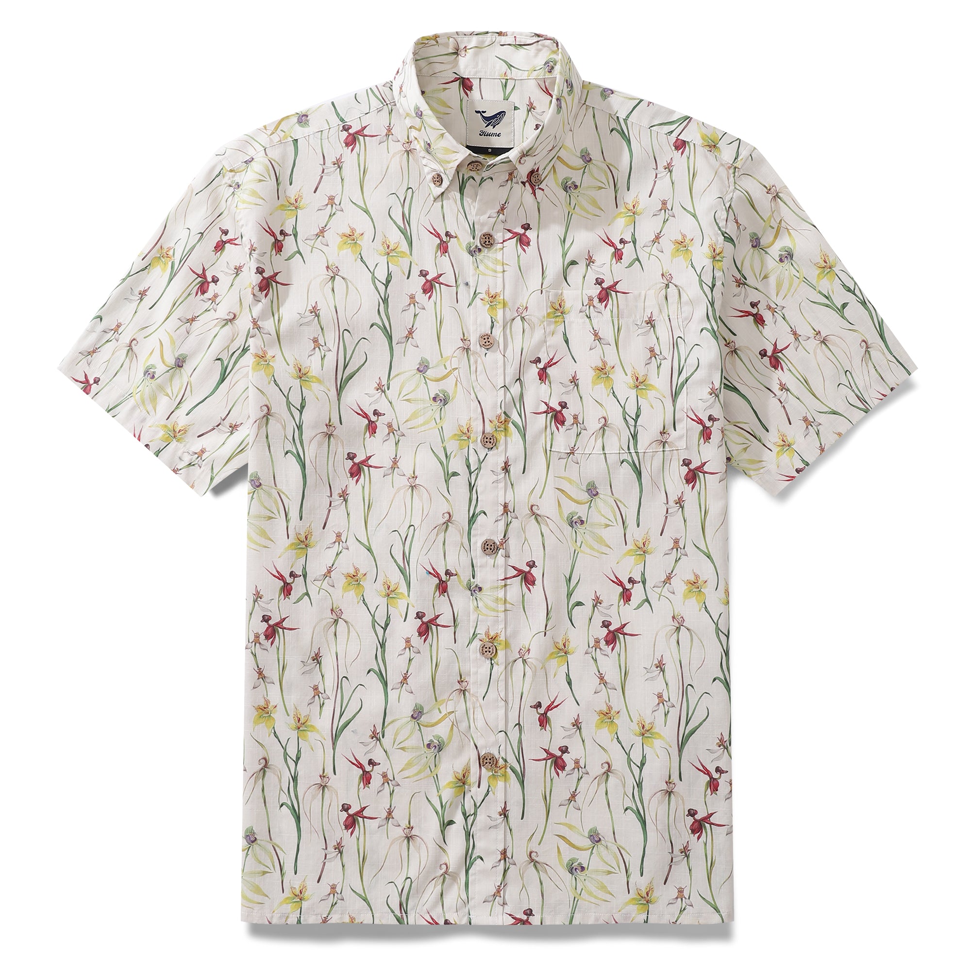 Men's Hawaiian Shirt Orchid Allsorts By Eloise Cotton Button-down Short Sleeve Aloha Shirt