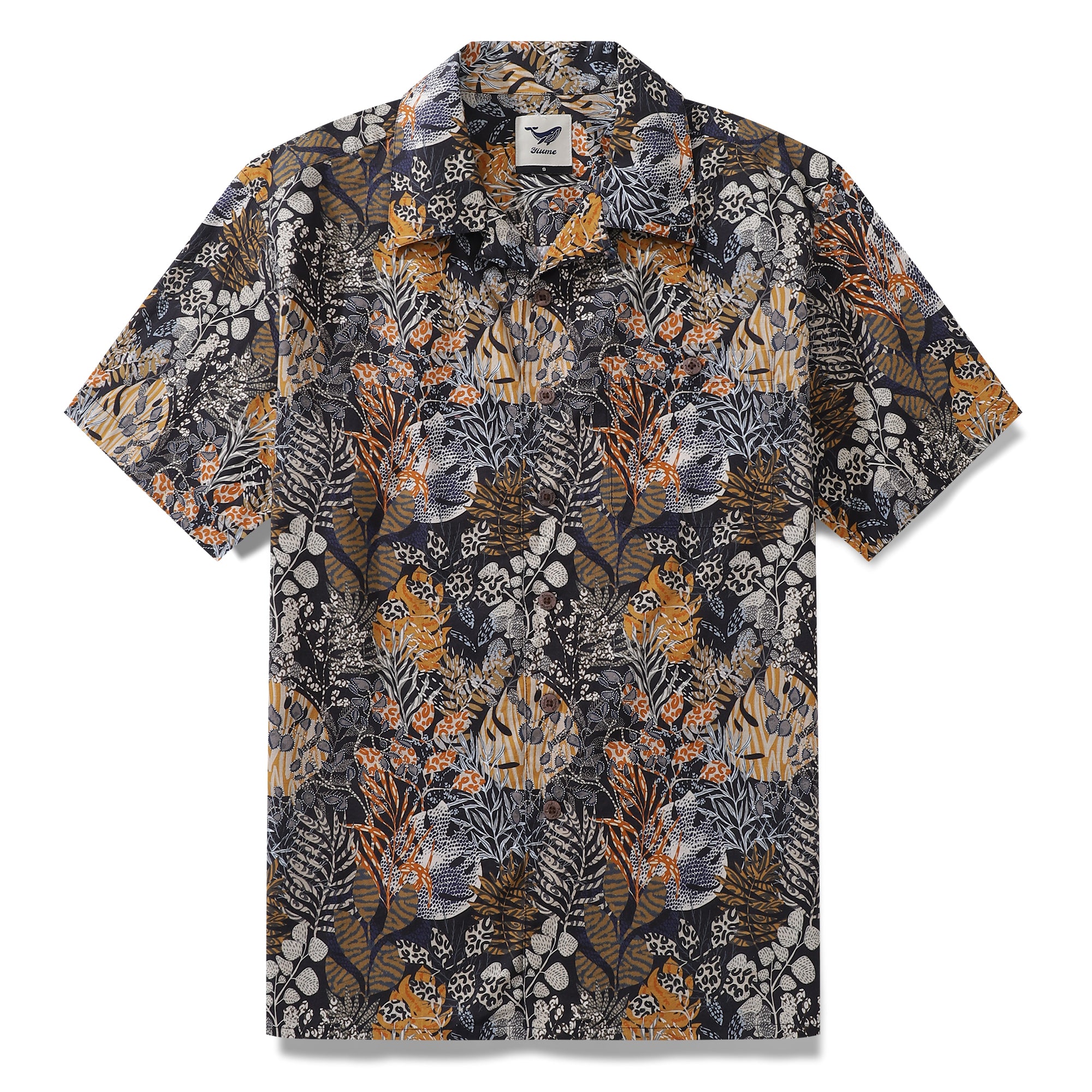 Hawaiian Shirt For Men Animal Pattern Leaves By Annick Shirt Camp Collar 100% Cotton