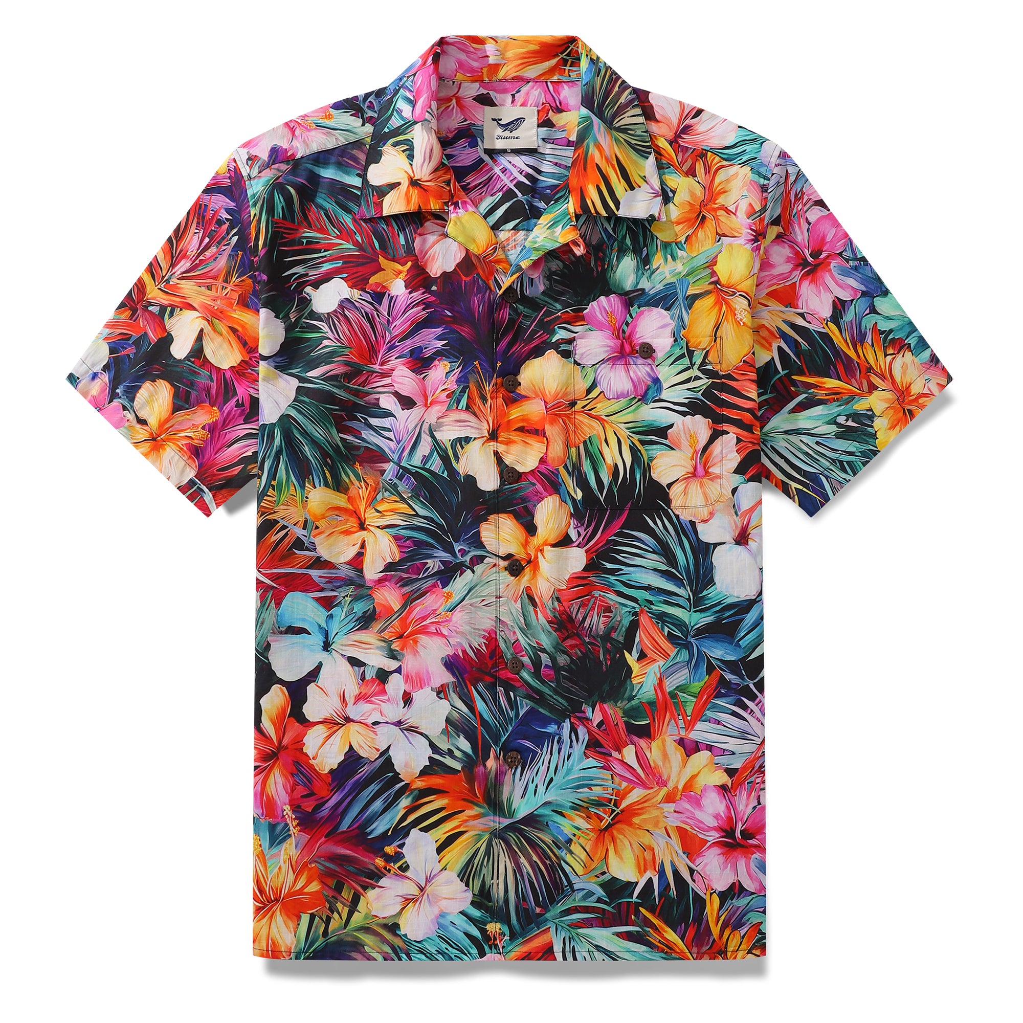 Hawaiian Shirt For Men Ardent Print Shirt Camp Collar 100% Cotton
