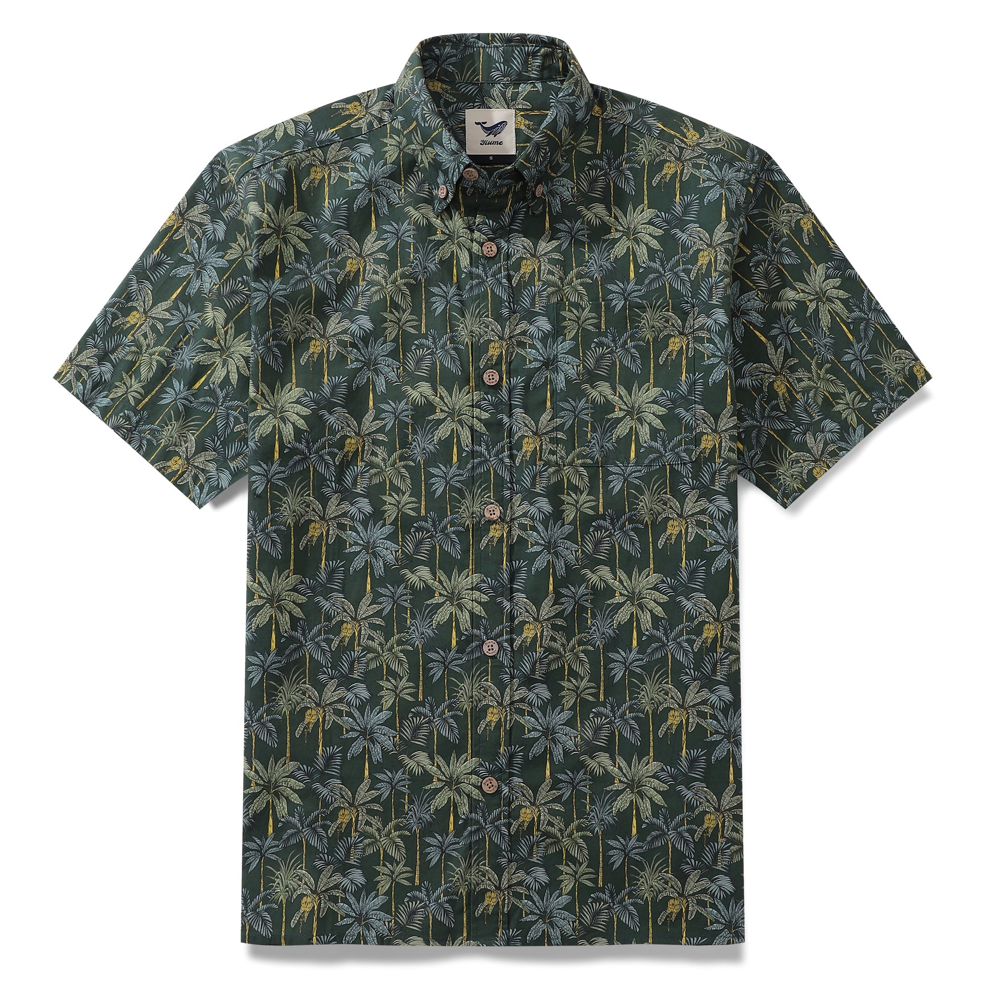 1950s Tropical Hawaiian Shirt For Men Rainforest Print Cotton Button Down Short Sleeve Camp Shirt