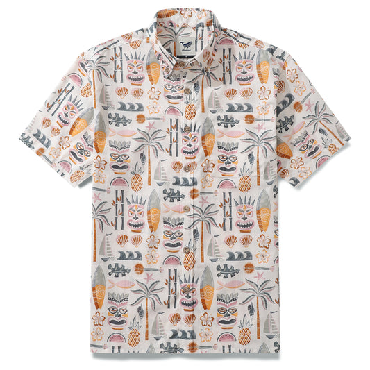 Tiki Beach Hawaiian shirt for men, 100% cotton