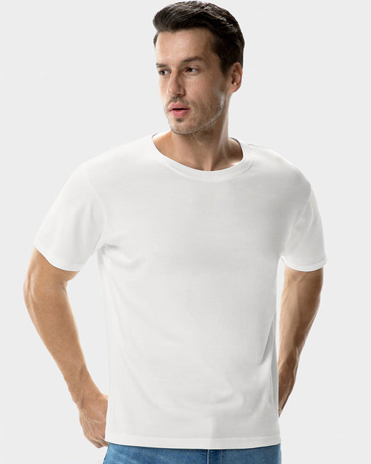 Basicsbeyond™ Hawaiian Tee For Men Stain proof T-shirt Crew Neck 100% Cotton - WHITE Stain Proof Tee - White