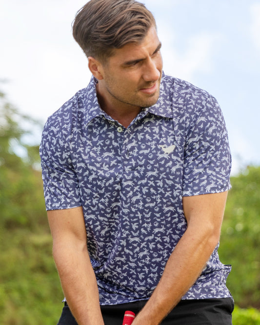 Men's Hawaiian Island Daydream Print Short Sleeve Polo Shirt Island Daydream Polo By Sun