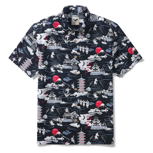 Ninja 100% Cotton Men's Aloha Hawaiian Shirt with ninja design