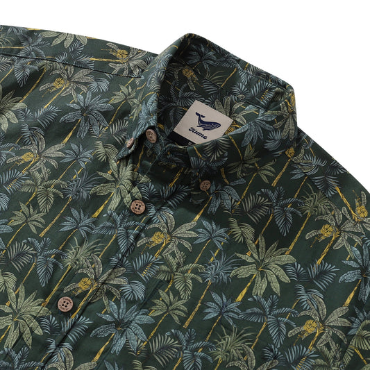 1950s Tropical Hawaiian Shirt For Men Rainforest Print Cotton Button Down Short Sleeve Shirt Tropical Rainforest