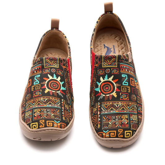 Tribal Glow Women's Slip-On Shoes Painted Canvas Sneakers Hawaiian Heritage-inspired Shirt By Chloe