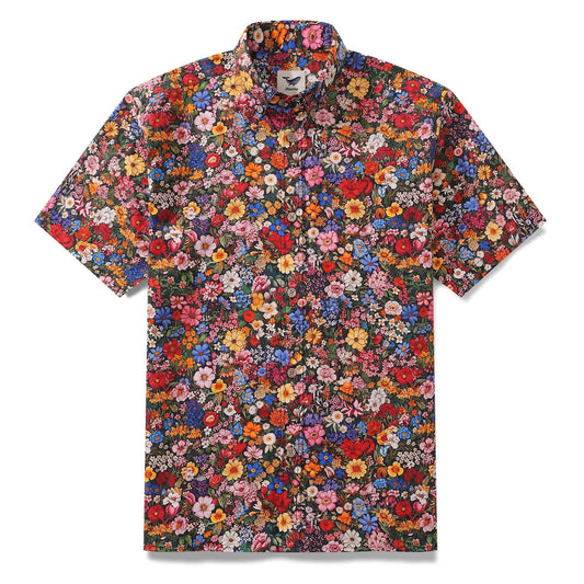 1960s vintage Hawaiian shirt for men with floral print, cotton material