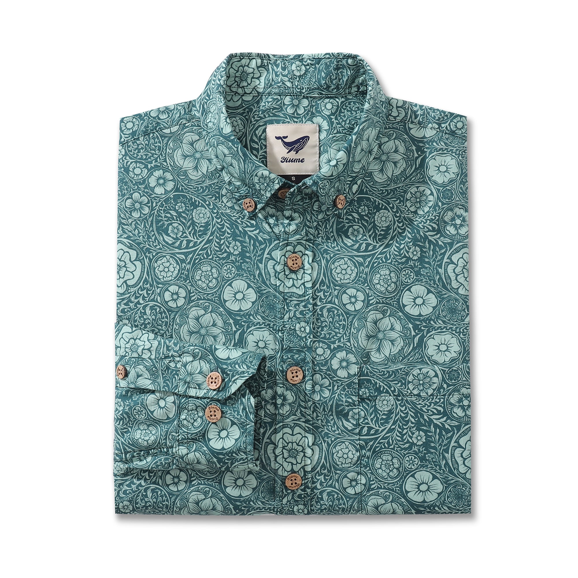 Men's Hawaiian Shirt Pen Flourish Flowers By Mairin Kareli Cotton Button-down Long Sleeve Aloha Shirt