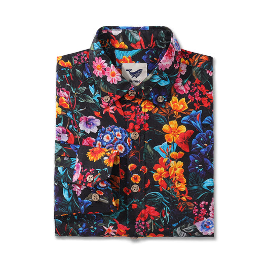 Men's Hawaiian shirt with colorful floral pattern