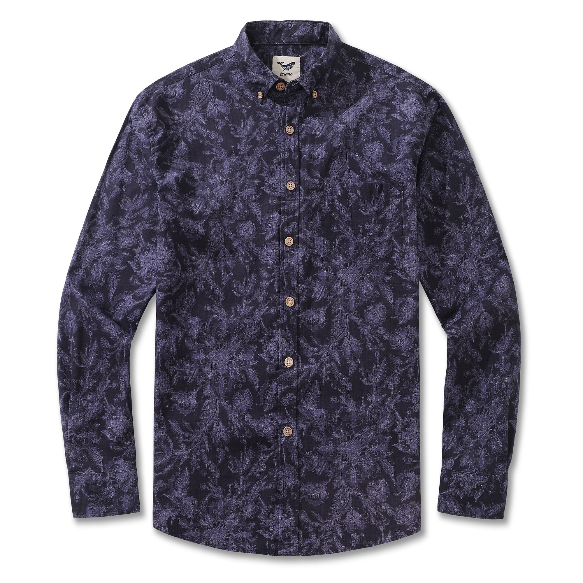 Men's Hawaiian Shirt Enchanted Elegance Cotton Button-down Long Sleeve Aloha Shirt