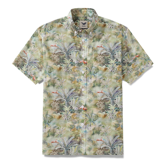 Tropical Hawaiian Shirt For Men Exotic Charm Print Cotton Button-down Short Sleeve Aloha Shirt