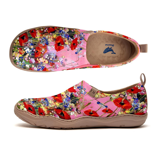 Yiume Women's Art Slip-On Casual Canvas Shoes Wildflower Whisper Pink Painted,100% Cotton Pink Wildflowers