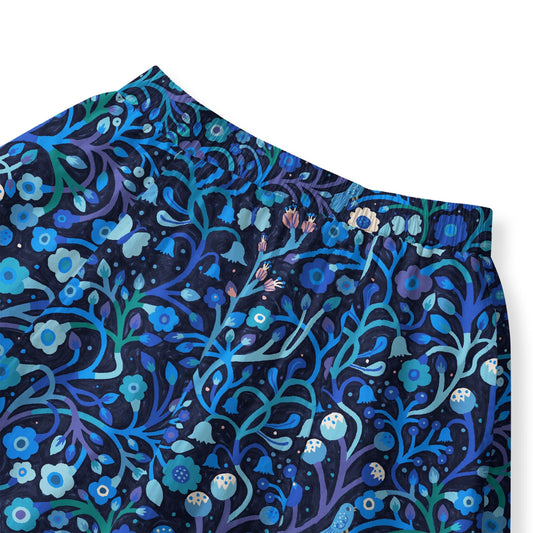 Blue Aloha Midnight Garden skirt, elastic waist with pockets