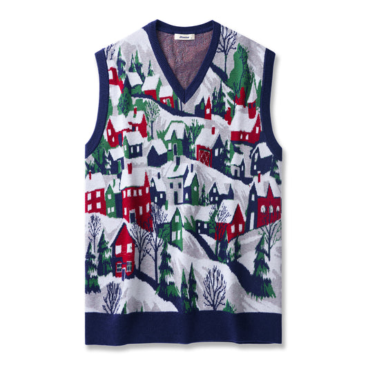 Hawaiian Sweater For Men Christmas Eve Sunset V-neck Sweater Vest By Zeke