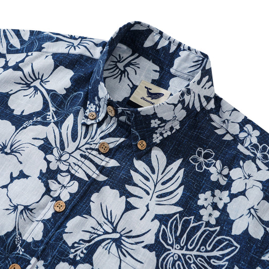 Men's Blue Tropical Hawaiian Shirt Button-down Aloha Shirt No Iron Shirt