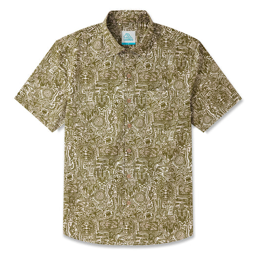 LeosWare Men's Hawaiian Shirt with Tribal Art Patterns
