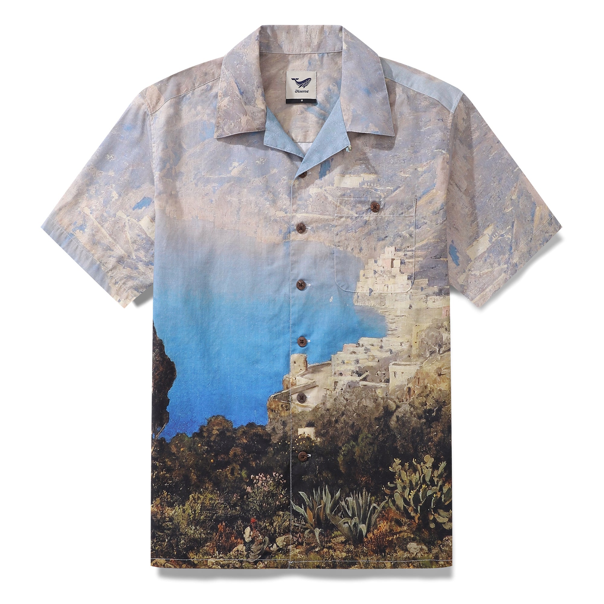 1950s Vintage Hawaiian Shirt For Men Costa Sorrentina Shirt Camp Collar 100% Cotton