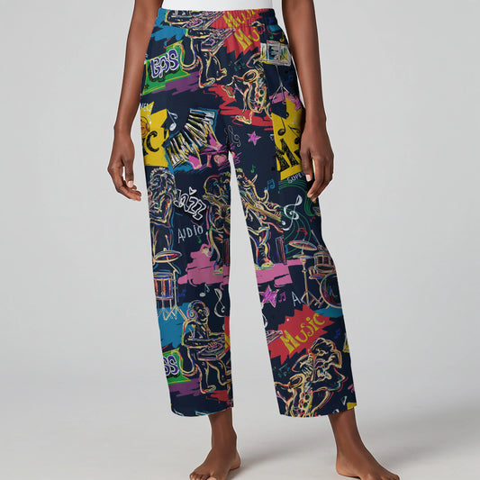 Blue Aloha Creature Concerto Women's Ankle Pants with elastic waist and pockets