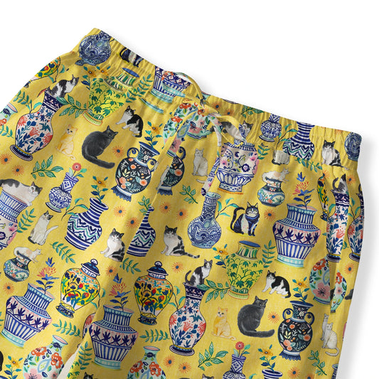 Women's floral wide leg pants with elastic waist and drawstring