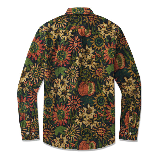 Men's Aloha shirt in autumnal print with button-down collar