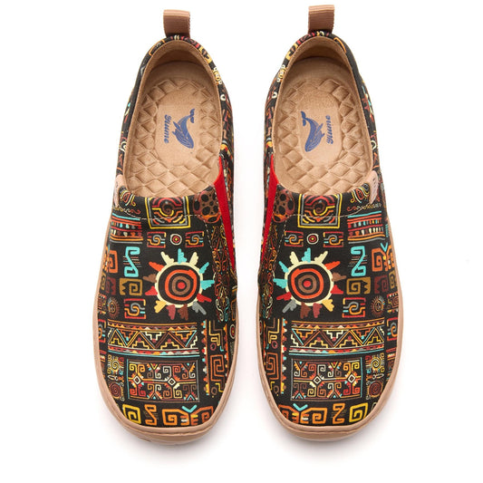 Tribal Glow Women's Slip-On Shoes Painted Canvas Sneakers Hawaiian Heritage-inspired Shirt By Chloe