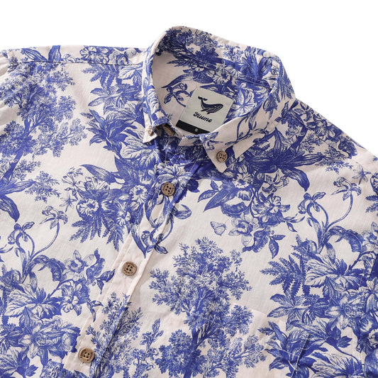 Long sleeve men's shirt with art-inspired rural scenery design