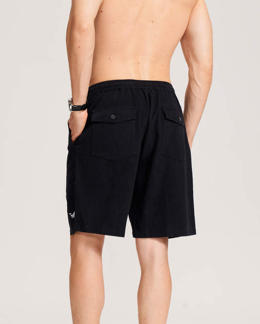 Mens Linen Shorts Mid-Rise Straight Bermuda 8-10 Inch 5-Pocket Shorts