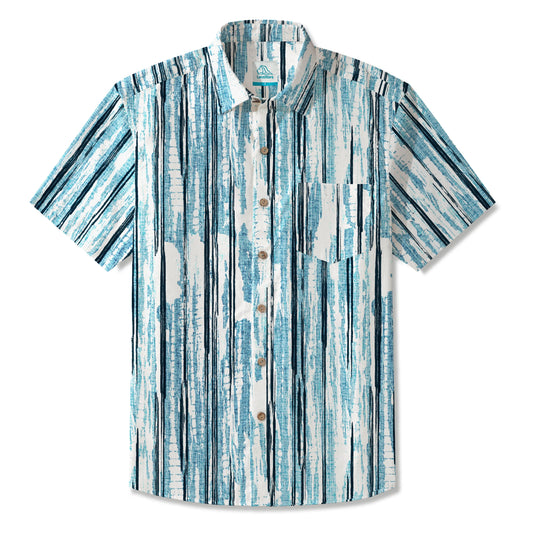 LeosWare Men's Blue Aloha Hawaiian Shirt, short sleeve, button-up