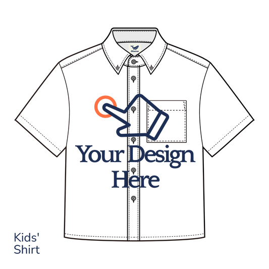 Customized kids' short sleeve button-down shirt with unique print