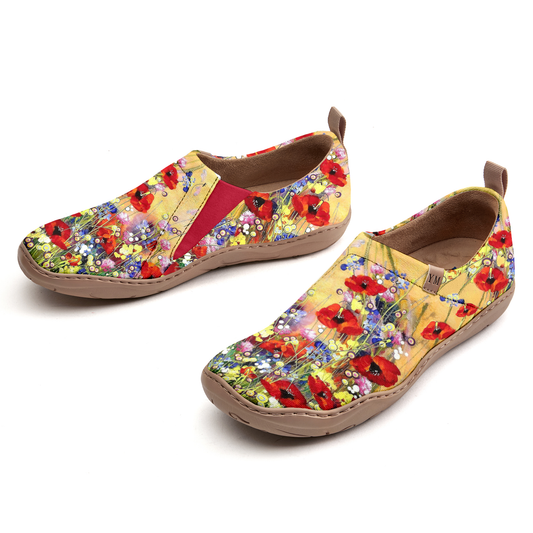 Women's Art Slip-On Casual Canvas Shoes Wildflower Whisper Painted 100% Cotton Wildflower Bloom