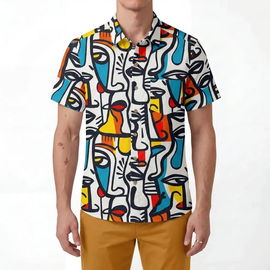 LeosWare men's art-inspired Hawaiian shirt, button-up