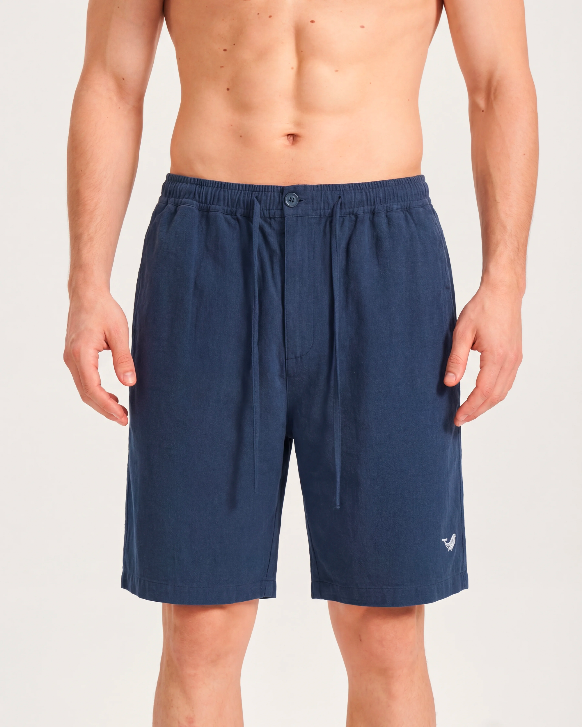 Linen Shorts For Men Mid-Rise Straight Bermuda 8-10 Inch 5-Pocket