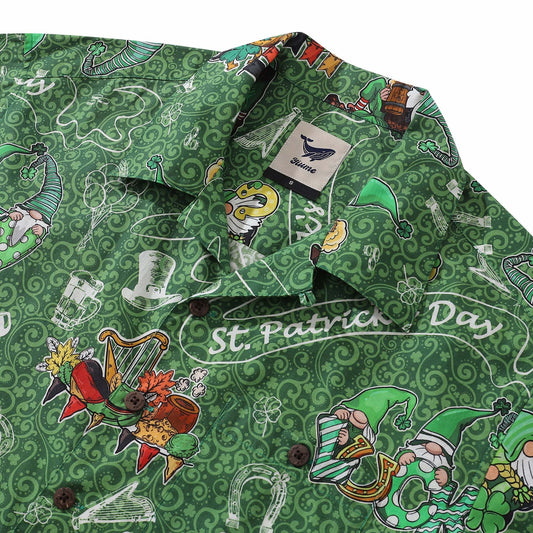 Irish-themed men's Hawaiian shirt, camp collar