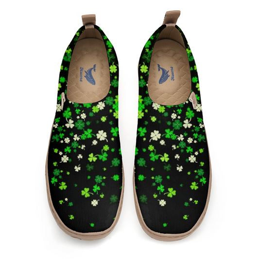 Yiume Women's Art Slip-On Casual Canvas Shoes St. Patrick's Day Clover Black Painted,100% Cotton Saint Patrick's Day Shamrock
