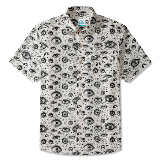 LeosWare Men's Hawaiian Shirt Aloha Starlight Eye Pattern