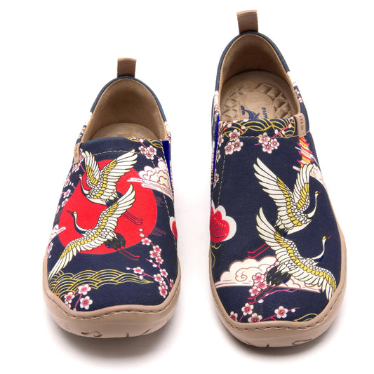 Art-inspired Crane Paradise Women's Slip-On Shoes, breathable cotton