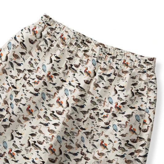 Elastic waist women's pants with pockets, tropical print